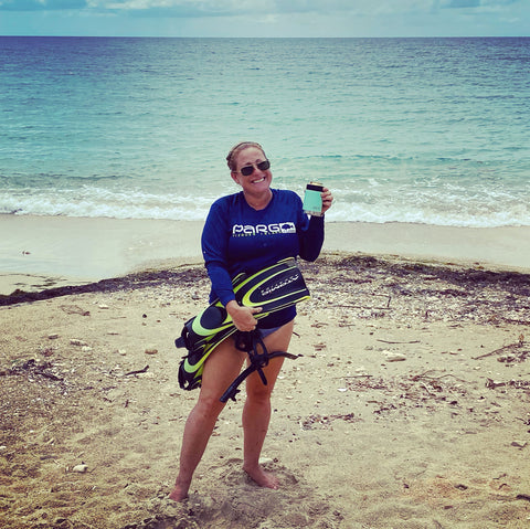 Woman scuba diving puerto rico beach