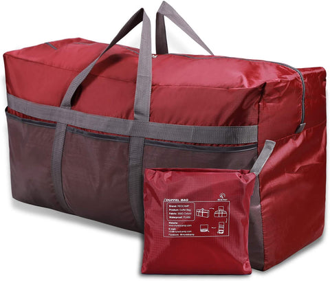 Packable travel duffel folds up into a tiny envelope