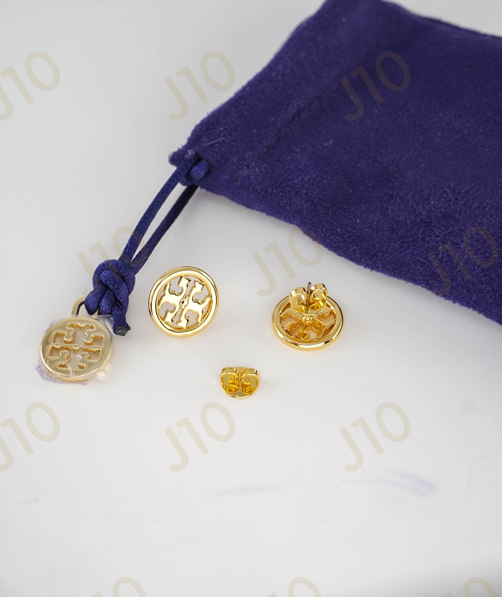 Tory Burch Large Miller Logo Large Stud Earrings in Tory Gold - Brand