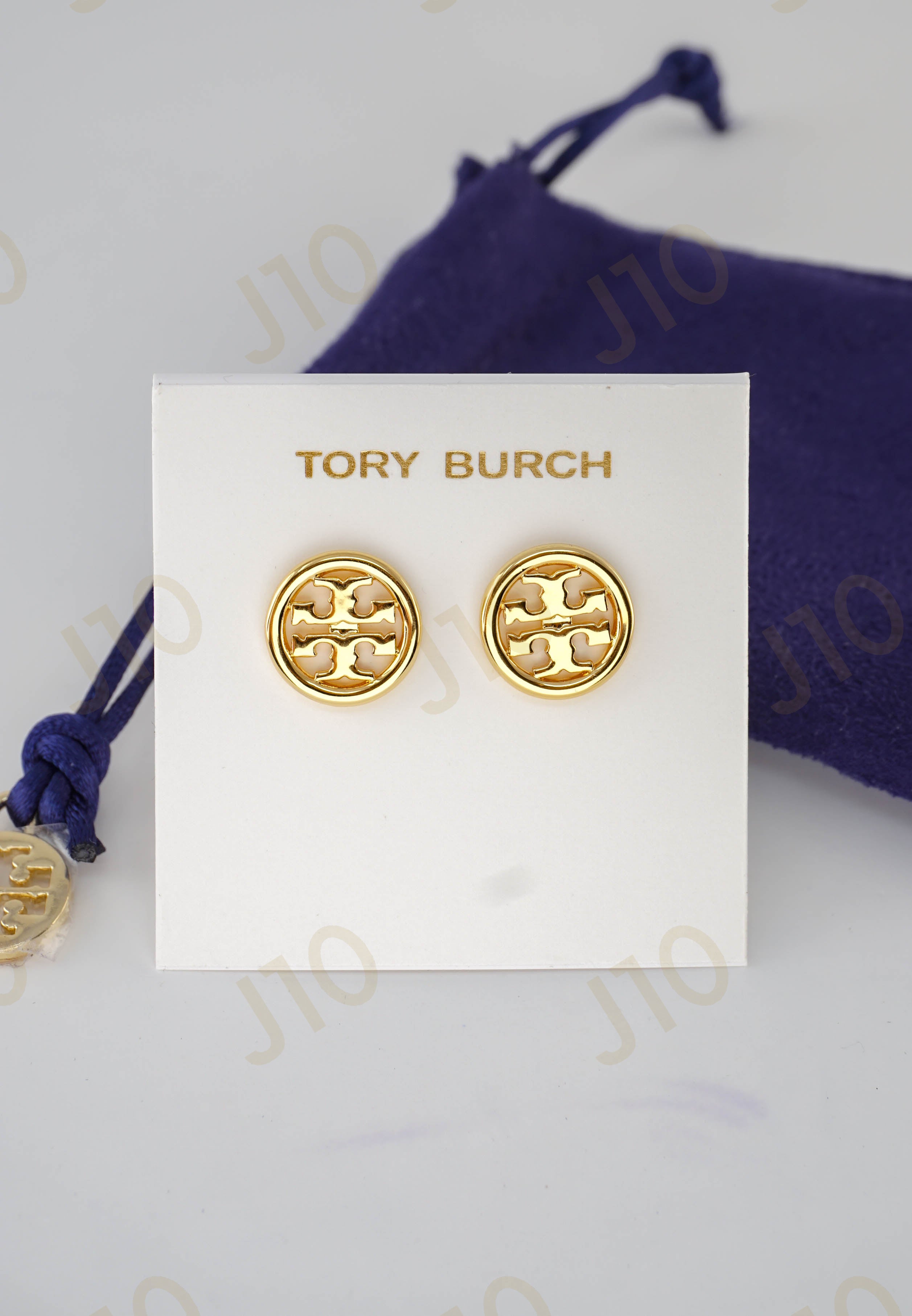 Tory Burch Large Miller Logo Large Stud Earrings in Tory Gold - Brand