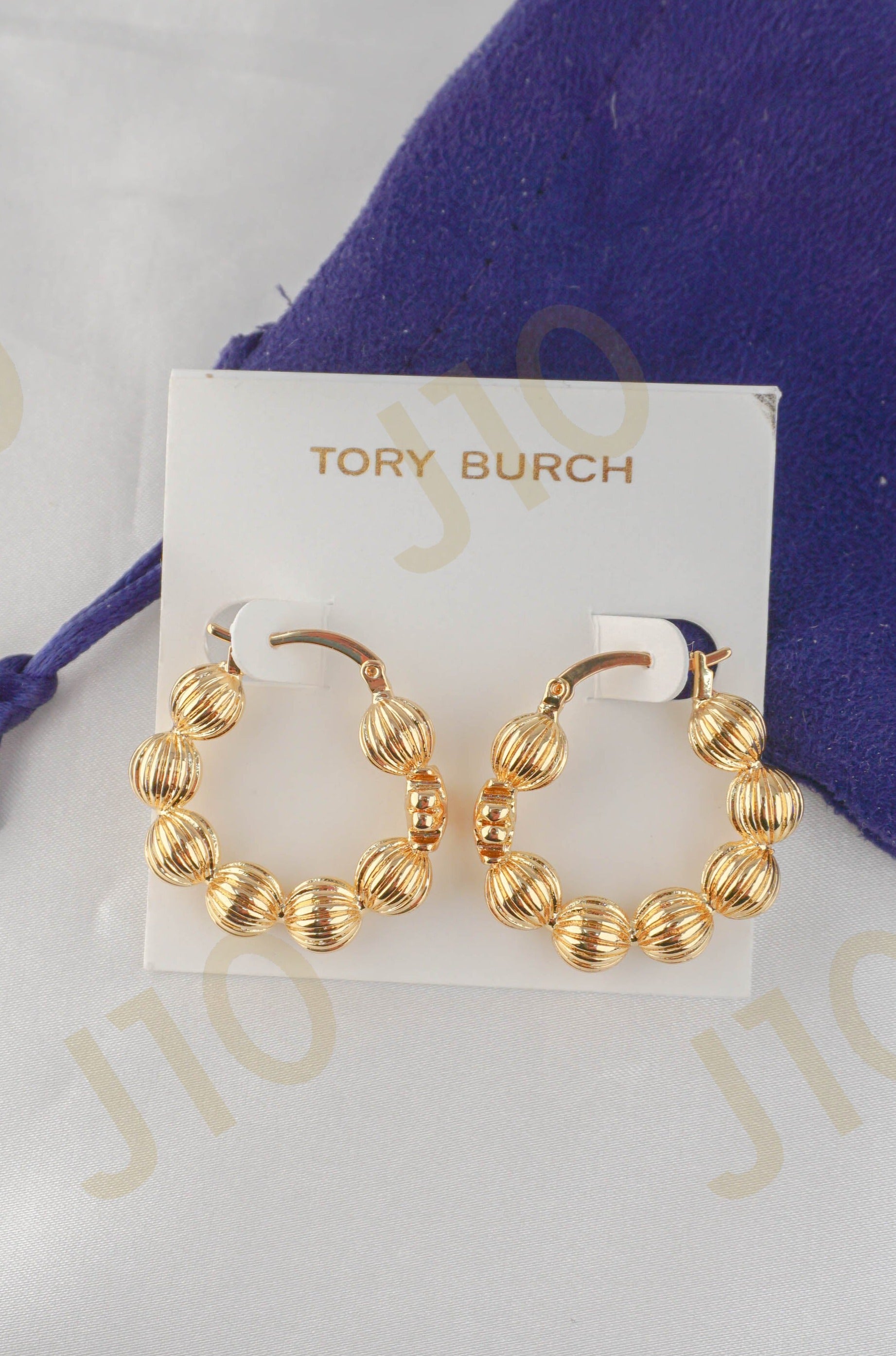 Tory Burch Roxanne Fluted Bead Hoop Earring