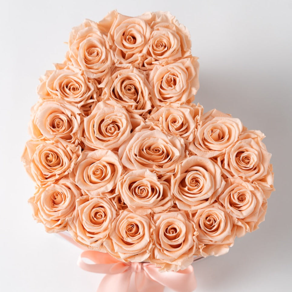 Heart White Box | Peach Roses – ellasrosescalifornia