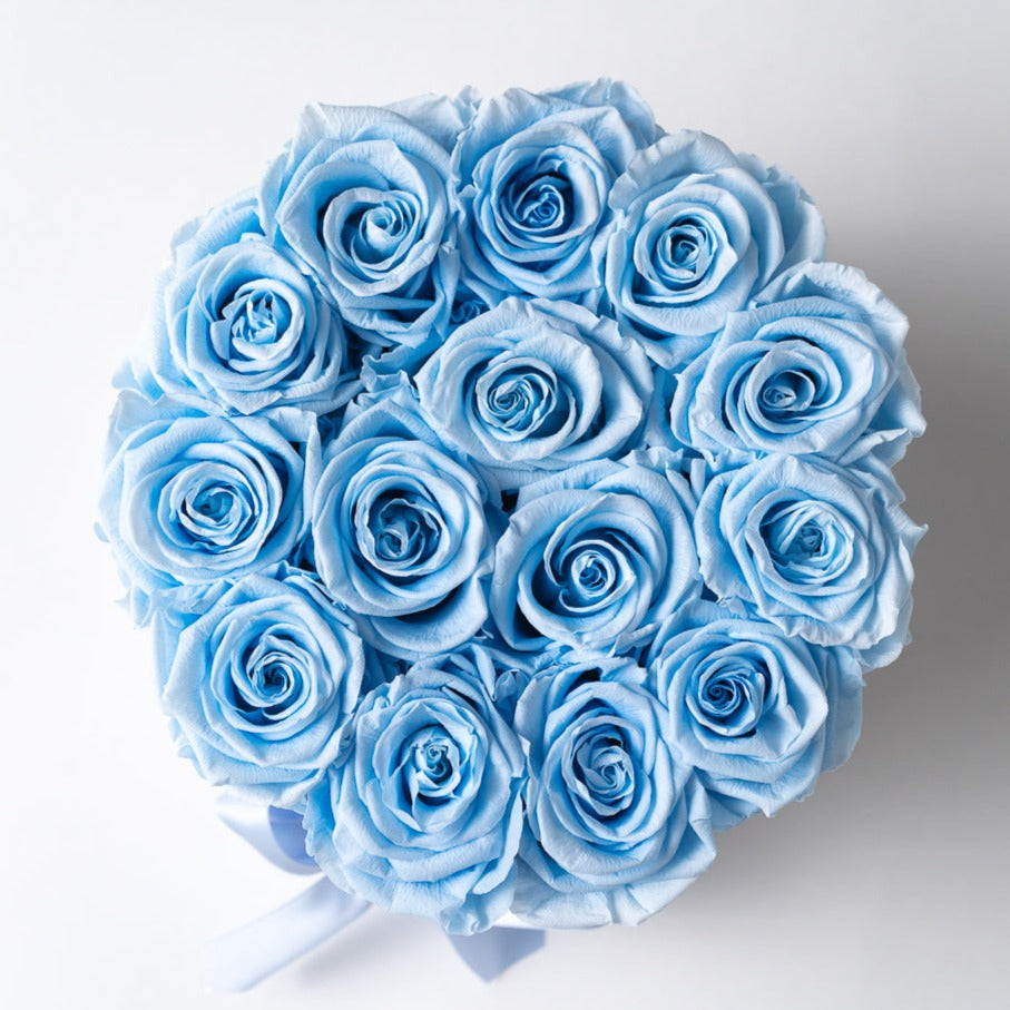Medium Black Round Box | Baby Blue Roses – ellasrosescalifornia