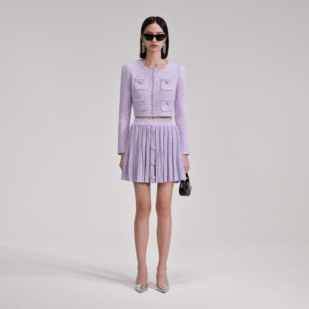 Lilac Knit Mini Skirt – self-portrait