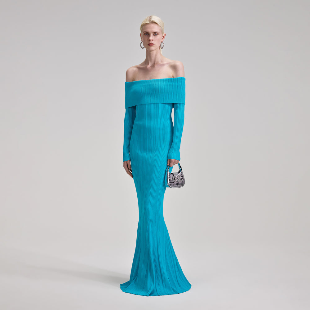 Blue Sequin Maxi Dress – self-portrait