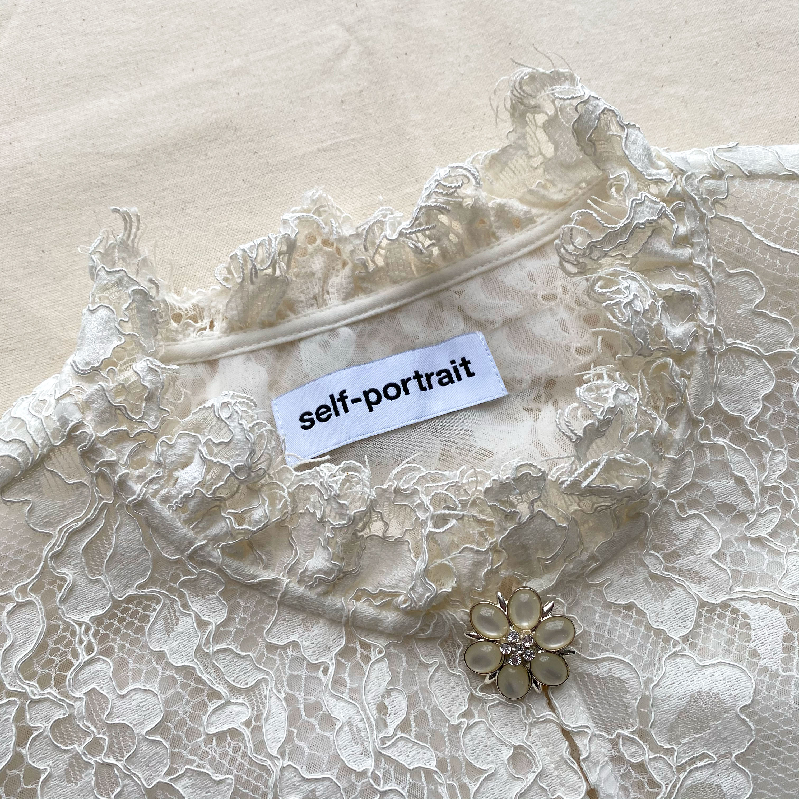 self portrait ivory knit lace top