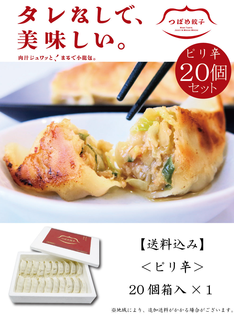 【お試し】【タレなしでうまい！】つばめ餃子(ピリ辛)20個【送料込み】