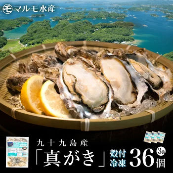 冷凍 殻付き真牡蠣(生食可) 3袋 36個
