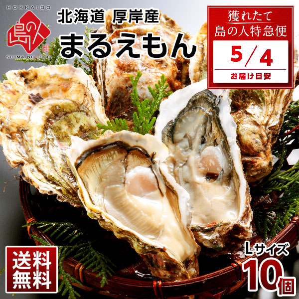 【5月4日お届け】北海道 厚岸産 牡蠣 (まるえもん) 殻付き 10個(Lサイズ) 殻むきナイフ付 送料無料