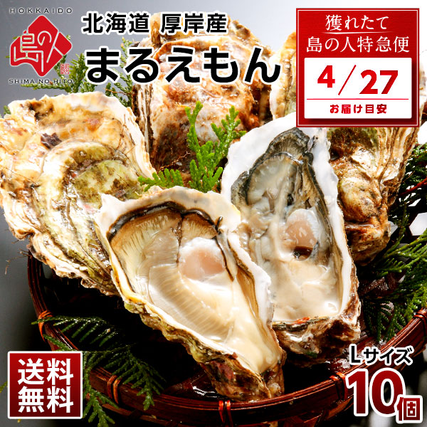 【4月27日お届け】北海道 厚岸産 牡蠣 (まるえもん) 殻付き 10個(Lサイズ) 殻むきナイフ付 送料無料