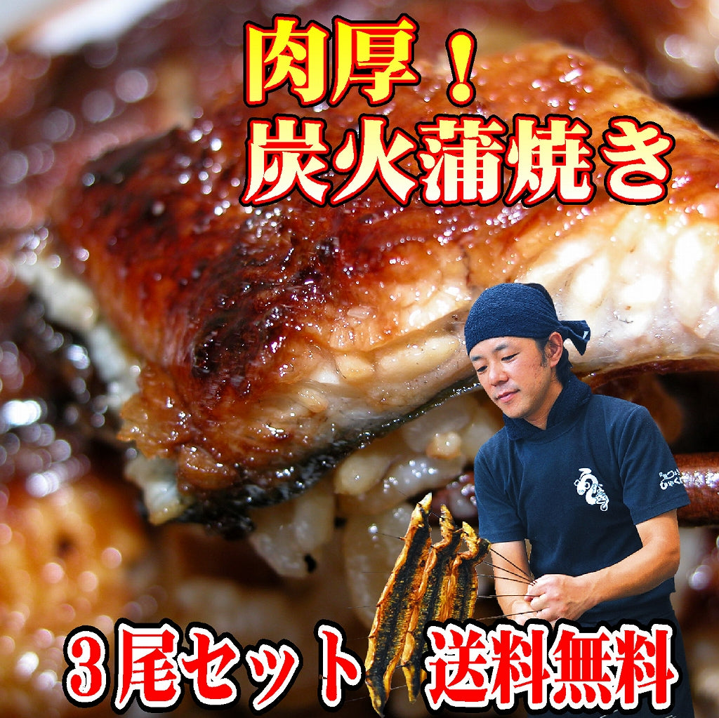 ◆愛知一色産◆炭焼うなぎ蒲焼き3尾セット (3～5人前)簡単♪ひつまぶしレシピ付き♪【送料無料】