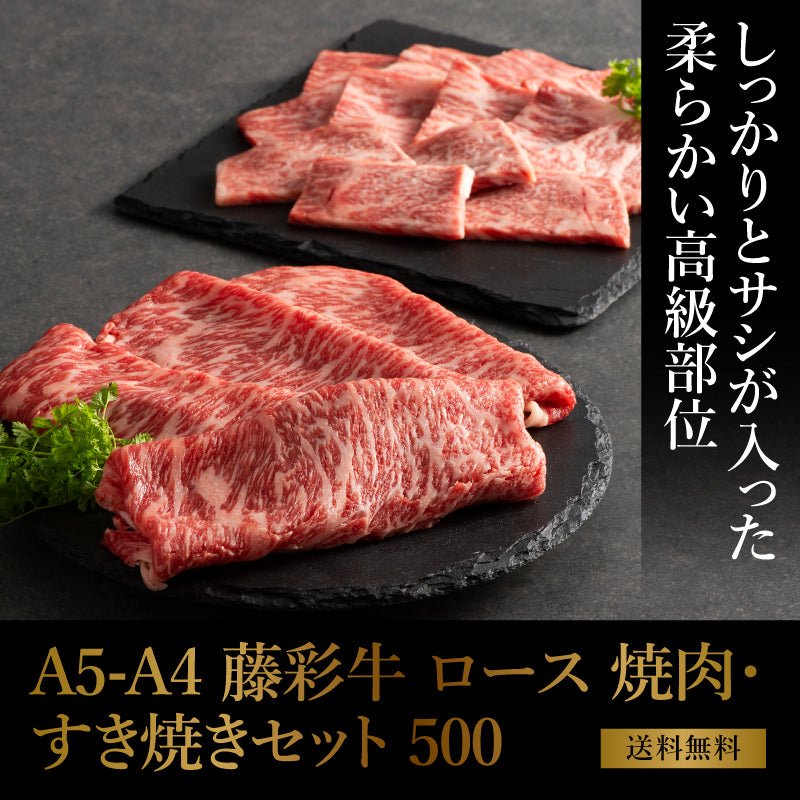 A5-A4 藤彩牛 ロースセット500g 6～7人前【送料無料】【賞味期限冷凍30日】【精肉・肉加工品】