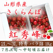 2024年ご予約受付中【7月上旬～中旬ごろお届け】 山形産 さくらんぼ  紅秀峰 2L~3L 特秀 バラ詰め 1kg ご贈答用に最適！