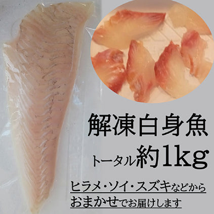 【刺身用】解凍白身魚（ヒラメ・ソイ・スズキなどから種類はおまかせ・トータル約1kg）【エープレ】