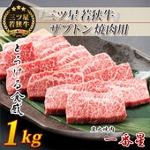 【送料無料】 『三ツ星若狭牛』ザブトン(焼肉用)1kgセット[200g×5]　【特製醤油漬けタレ付き】 高級黒毛和牛　若狭牛 焼肉 福井特産〈冷凍便〉【お中元2023】【精肉・肉加工品】