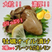 大粒！広島レモンの香りが爽やか！広島県産牡蠣『牡蠣のオイル漬け』2種セット（プレーン＆広島レモン風味）