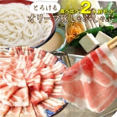 【お試し】豚肉 肉 オリーブ豚 ブランド豚 肩ロース 豚バラ 食べ比べ セット 2人前 讃岐うどん お歳暮 ギフト 食品 プレゼント 女性 男性 お祝い 新生活