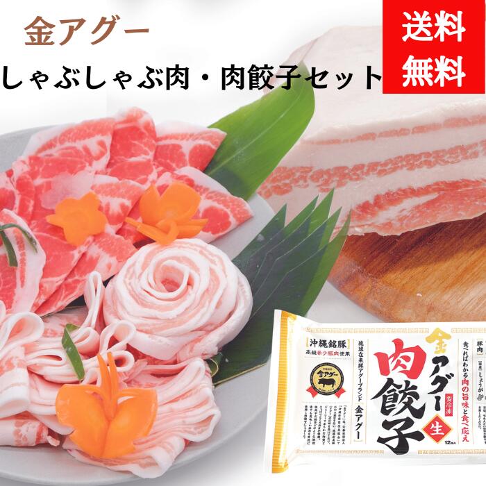 金アグー　しゃぶしゃぶ肉　餃子セット　合計800g（肩ローススライス200g×2　バラスライス200g×2）冷凍【送料無料】