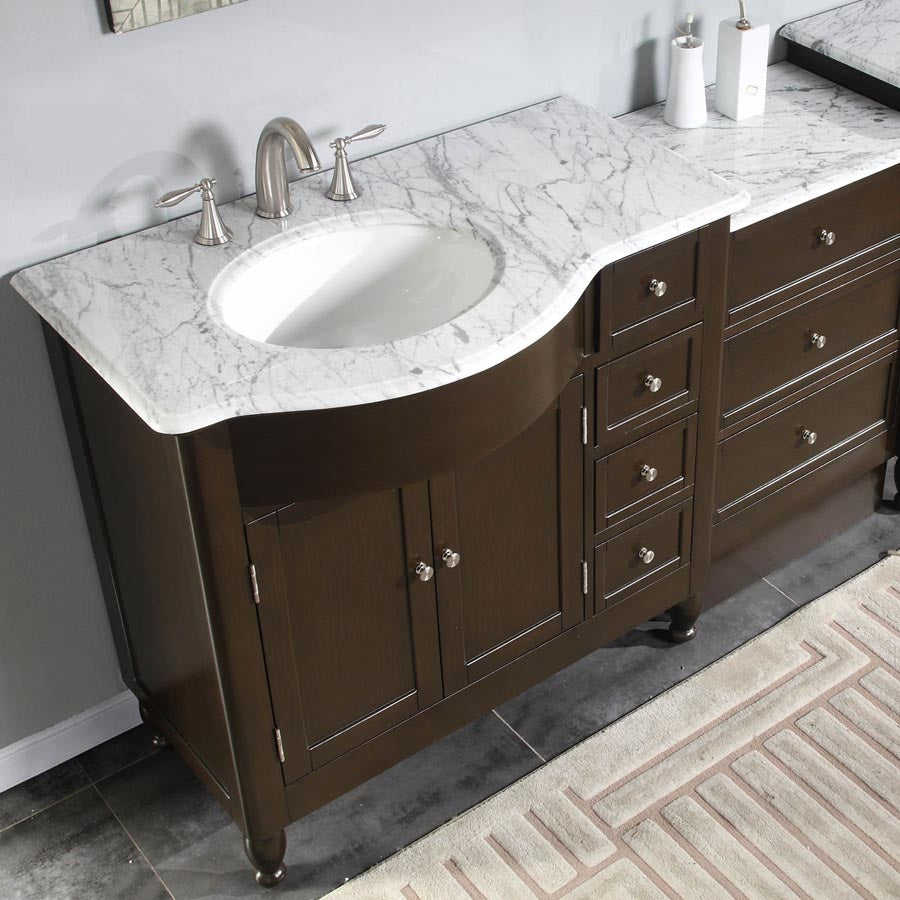 Silkroad Exclusive 32 Travertine Top Single Sink Bathroom Vanity - LTP-0126B-T-UWC-32