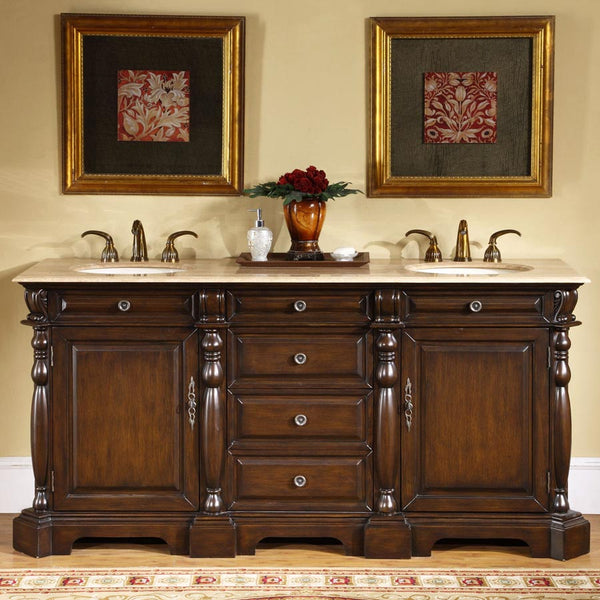 Silkroad Exclusive 24 Baltic Brown Granite Top Single Sink Bathroom Vanity - HYP-0135-BB-UIC-24