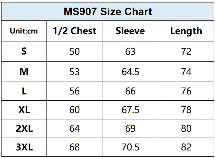 5 Pack Long Sleeve T-Shirts for Men Size Chart