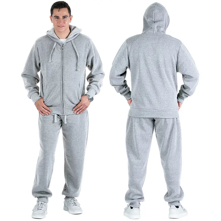 Grey Fleece Hoodie And Sweatpants Set