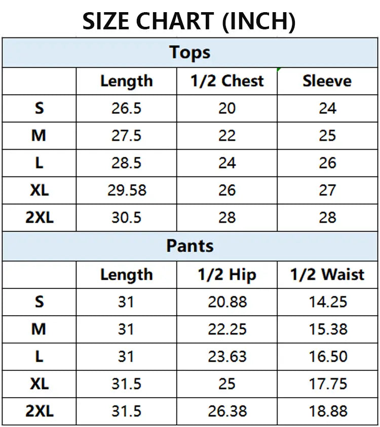 Men's Hoodie And Sweatpants Set Size Chart