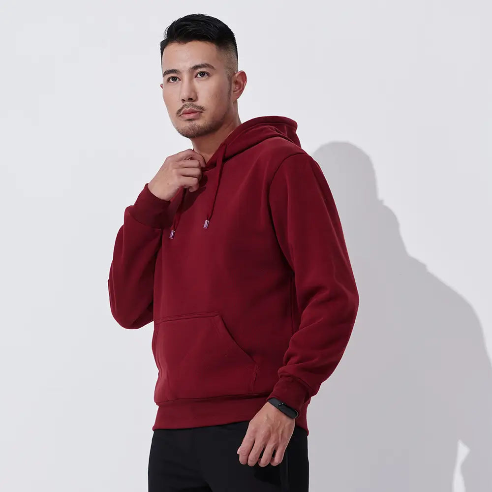 Red Men Long Sleeve Hoodies Sweatshirts