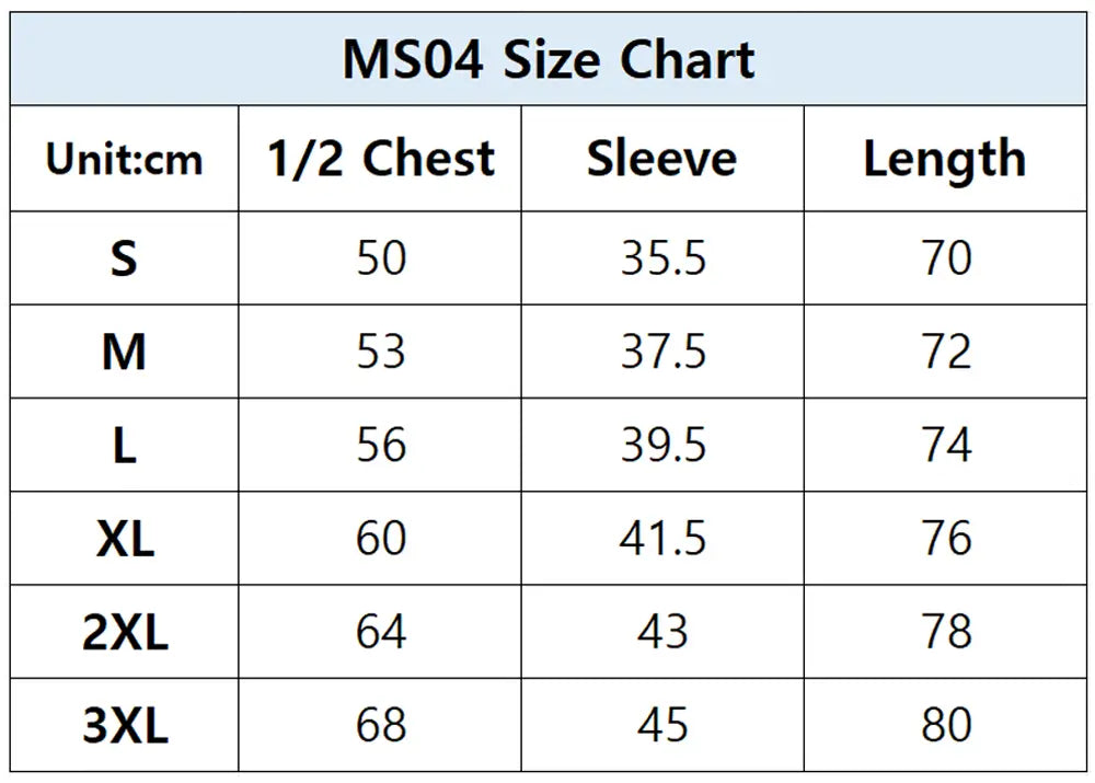 Short Sleeve T-shirts Size Chart