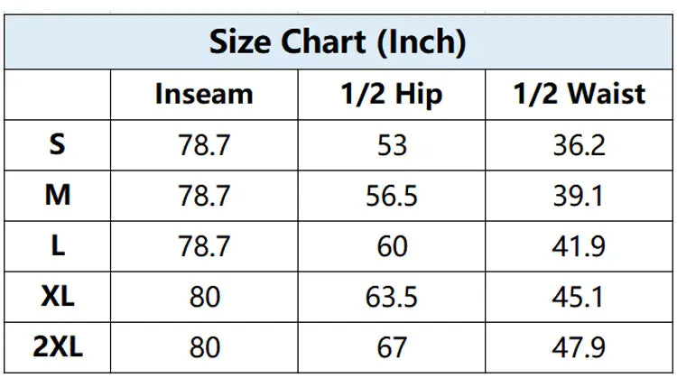 Men's Joggers With Zip Pockets Size Chart