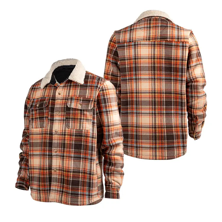 Red Fleece Plaid Flannel Jacket