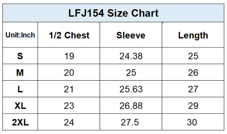 Women's Softshell Jacket Size Chart