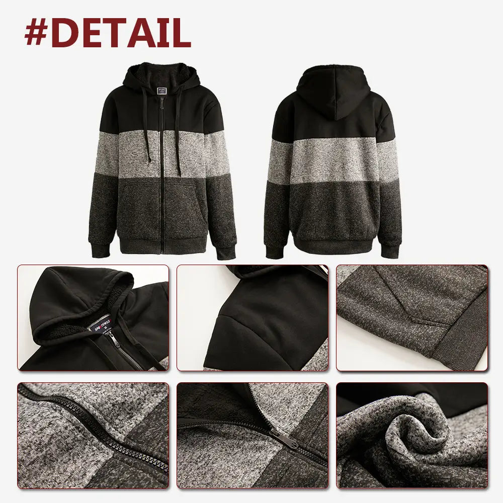 Fleece Lined Full Zip Up Sweatshirts Detail