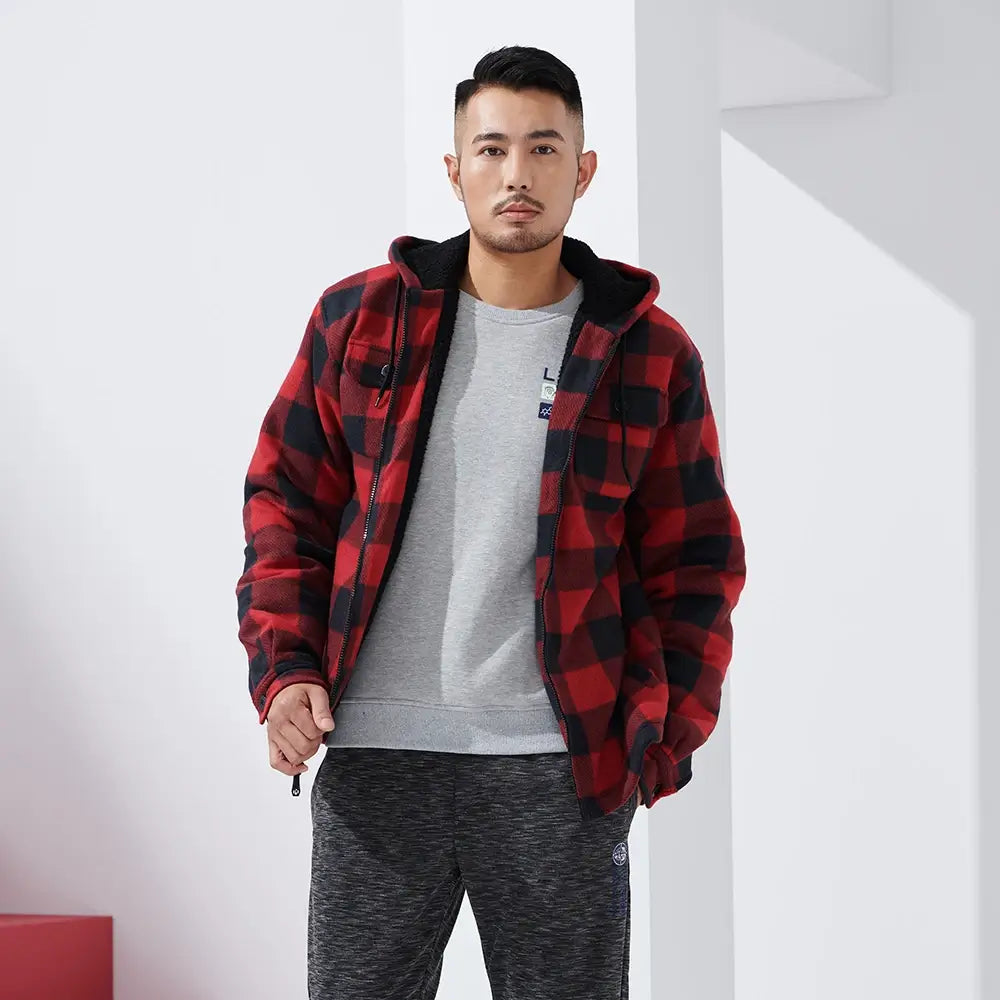 Men's Plaid Sherpa Lined Flannel Jacket | LEEHANTON