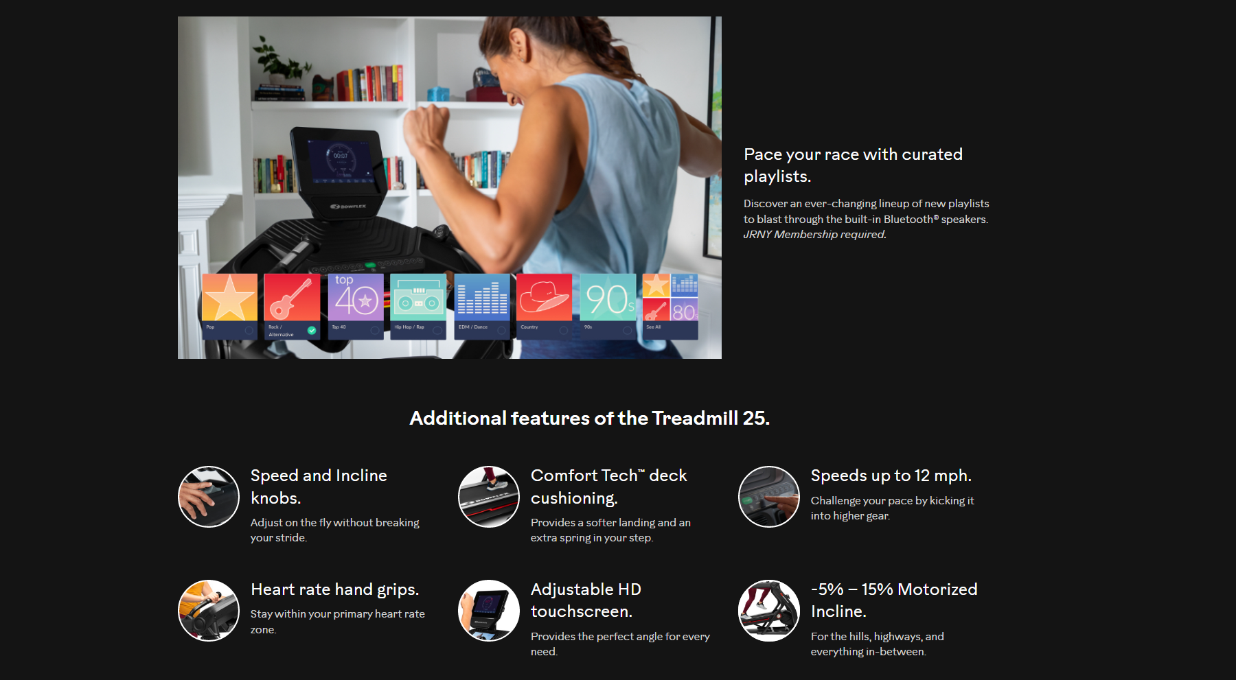 Bowflex Treadmill 25 features