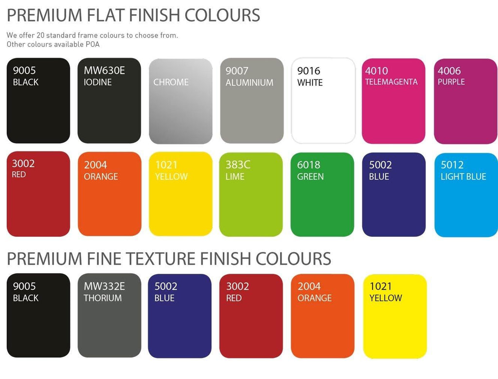 Exigo e70 half rack sg colour chart