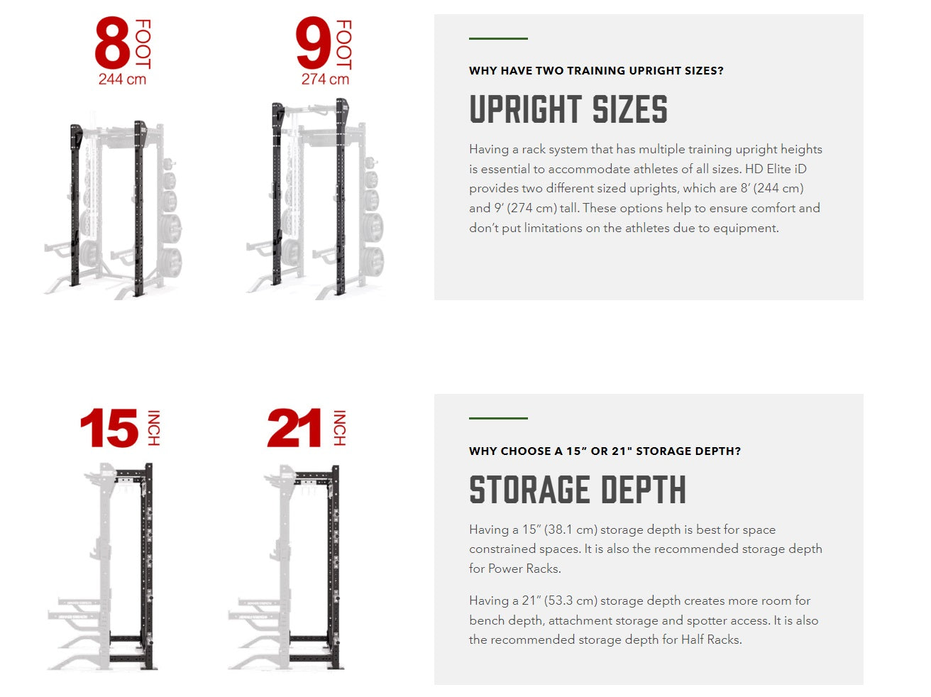 Height Options & Storage Depth