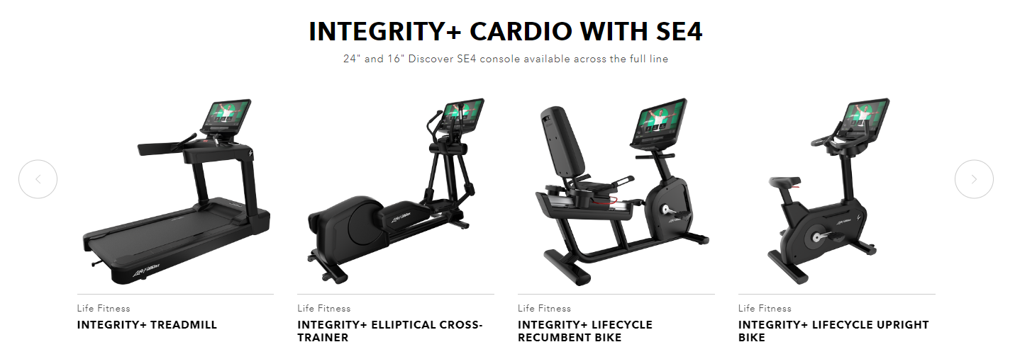 Life Fitness integrity + models with new SE4 HD Screen