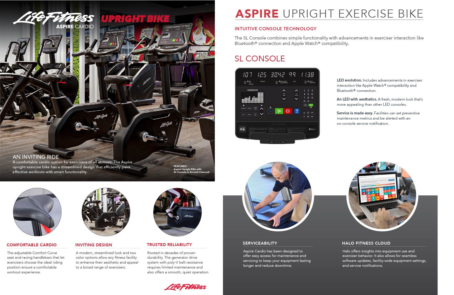 Life Fitness Aspire Upright Bike Data sheet