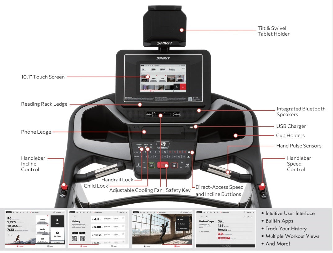 Spirit 485ENT Treadmill console & Features