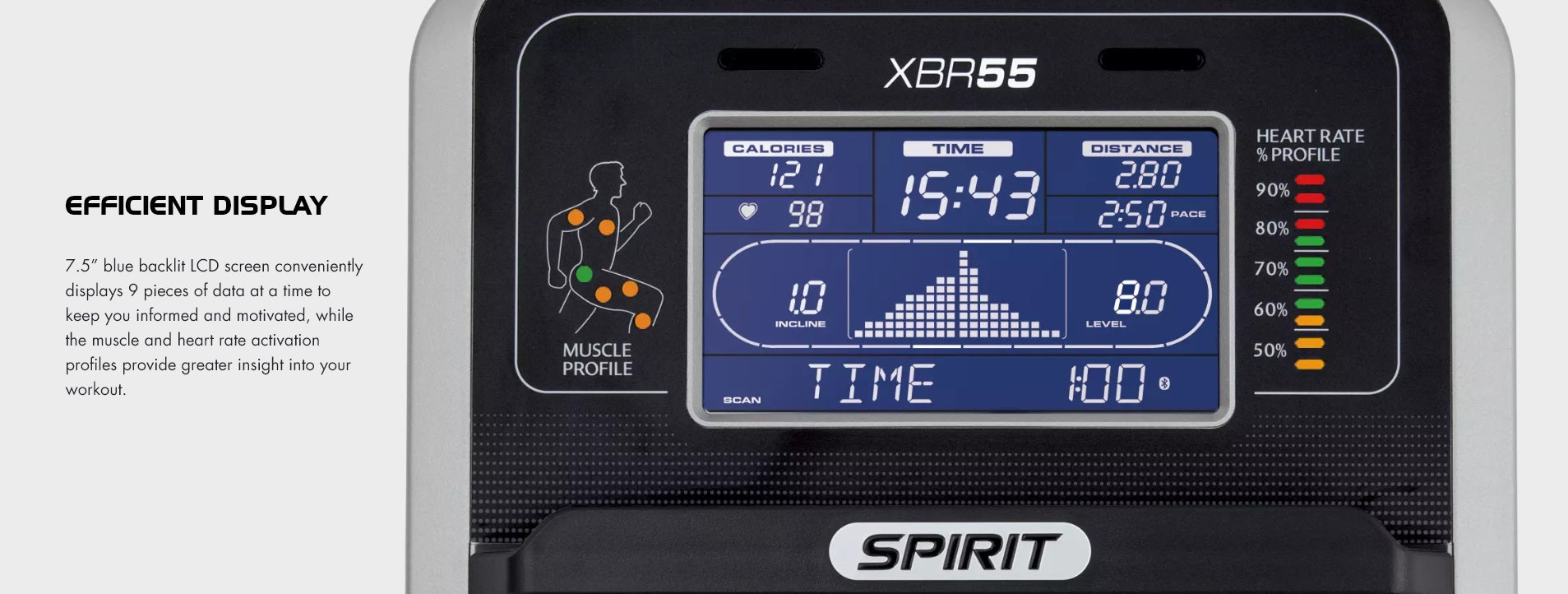 Spirit XBR55 Recumbent Bike console