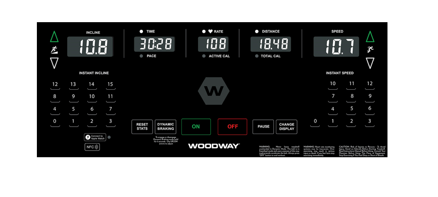 woodway 4Front Quick set display console