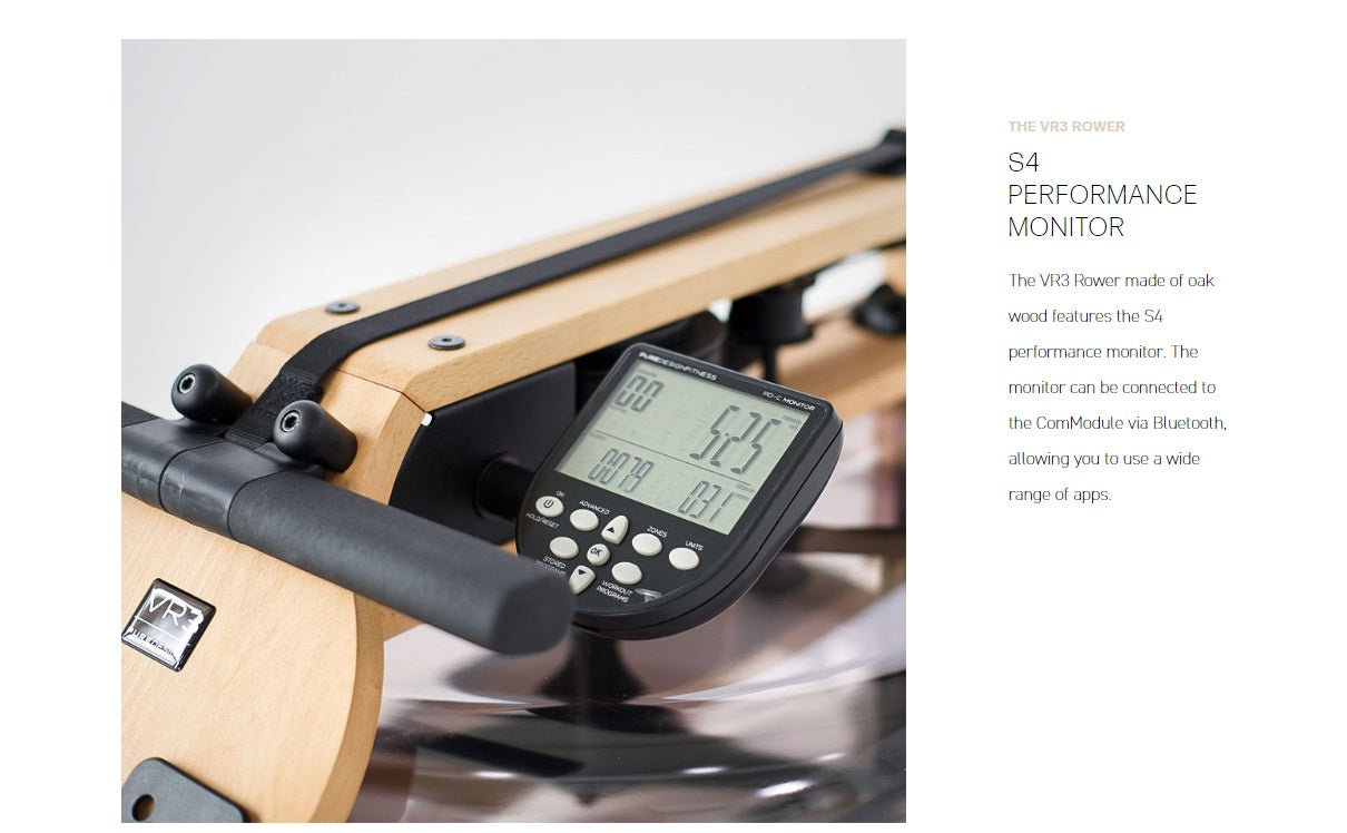 WaterRower Pure V3 showing the features of the S4 console