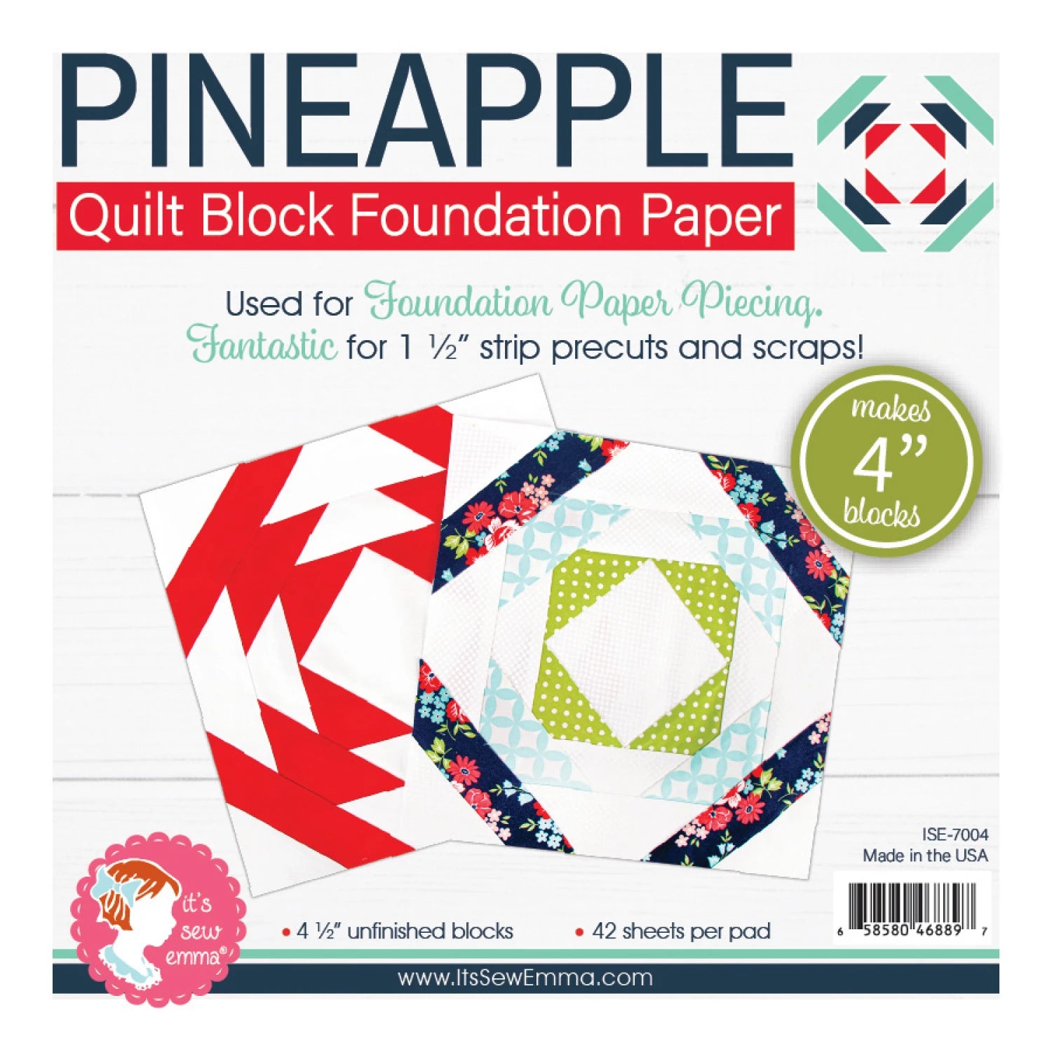 4" Pineapple Quilt Block Foundation Papers