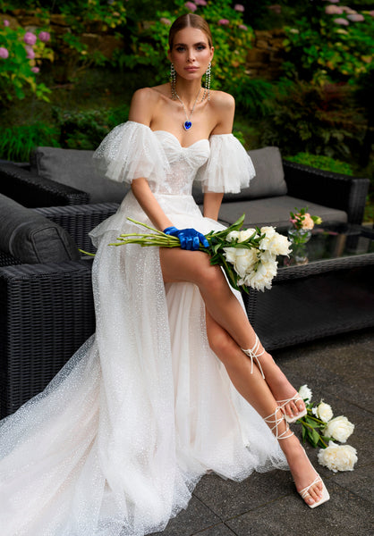 Precioso vestido de novia sin tirantes