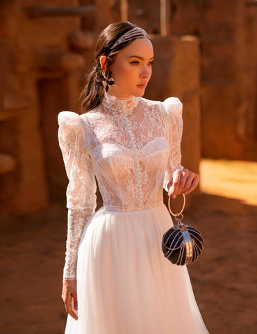 Vestido de novia de encaje elegante y elegante