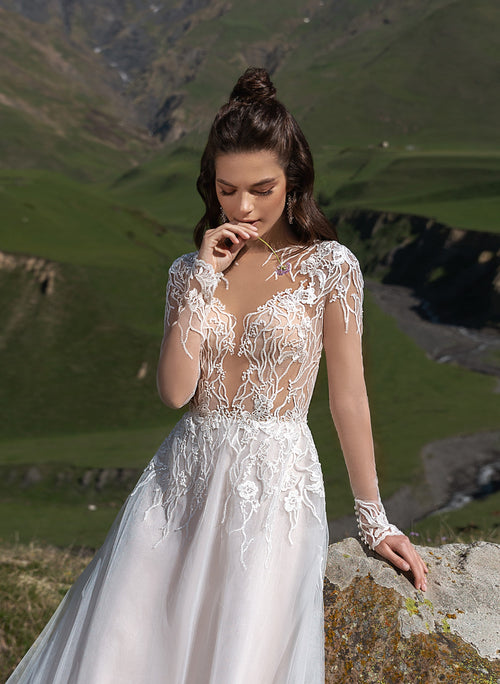 Short Sleeve A-Line Modest Wedding Dress – HAREM's Brides