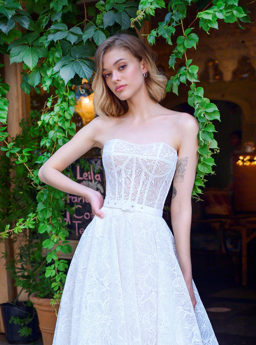 Sexy Strapless Overskirt Wedding Gown – HAREM's Brides