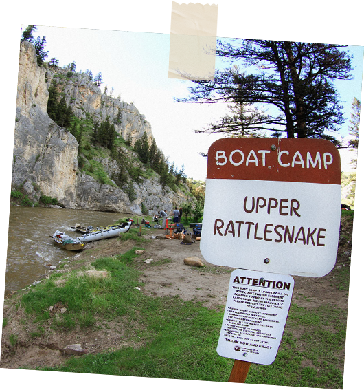 Sign of the boat camp upper rattlesnake