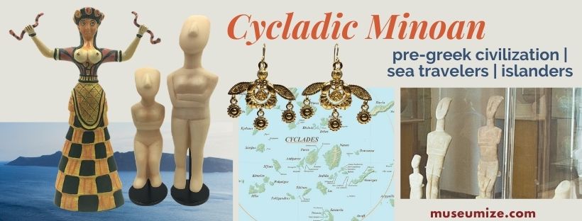 early greek art replicas minoan snake goddess cycladic female forms cyclades greece
